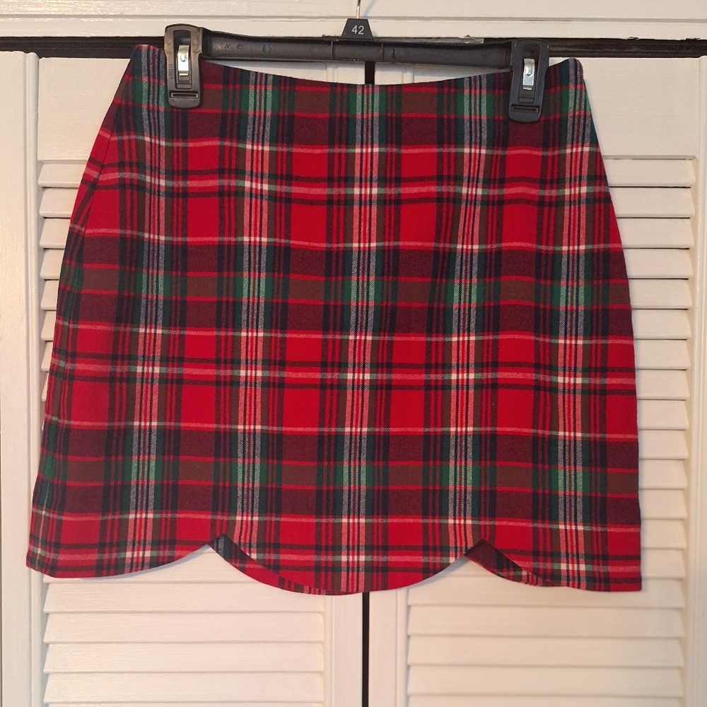 Vineyard vines scalloped red wool mini skirt sz 2 *D2 - Picture 7 of 7